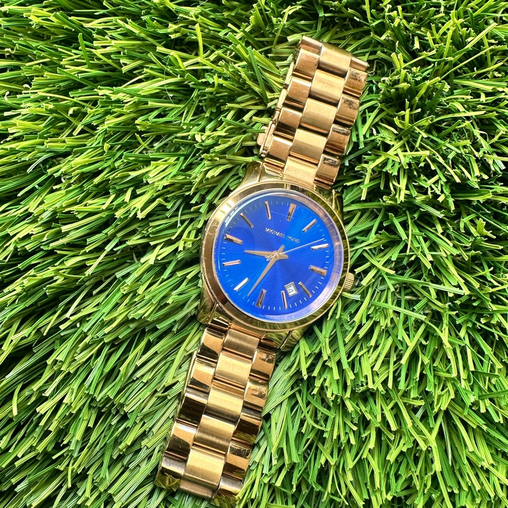 Michael Kors Rose Gold Bracelet Watch with Blue Dial